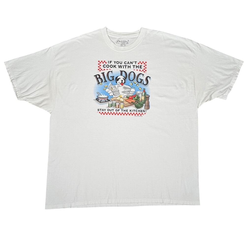Vintage 1997 Big Dogs T Shirt Stay Out Of The Kitchen 100% Cotton White Mens 3XL